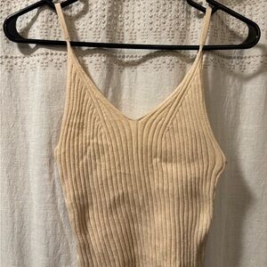 Misha And Puff Beige Ribbed Tank Top